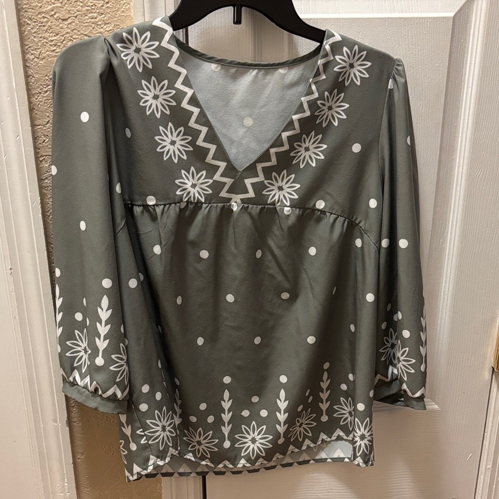 Floral Olive Green Women's Top